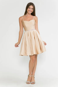 Satin Homecoming Dres Spaghetti Straps A Line Short Cocktail Dress with Pockets Ms10235