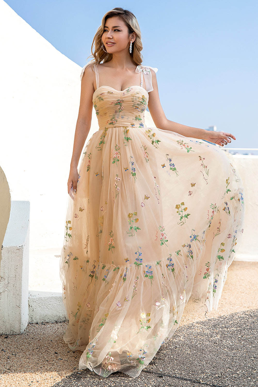 Floral Embroidered Long Prom Dress Romantic Sweetheart Party Gown Ms2510166