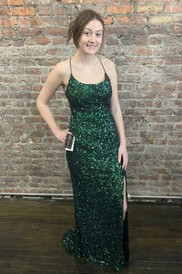 Abito da festa con paillettes a manica lunga e spalla scoperta da donna, abito da ballo scintillante, abito da cocktail da sera