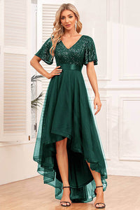 Einschultriges Pailletten-Ballkleid mit Schlitz Glitzer Langes Meerjungfrauen-Abendkleid Partykleid