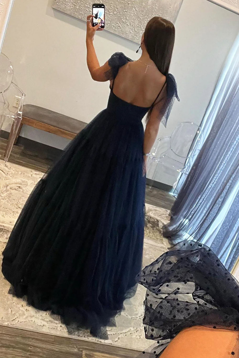 Ball Gown Prom Dress Bow Tie Shoulder Straps Sweetheart Evening Gown Ms2601093