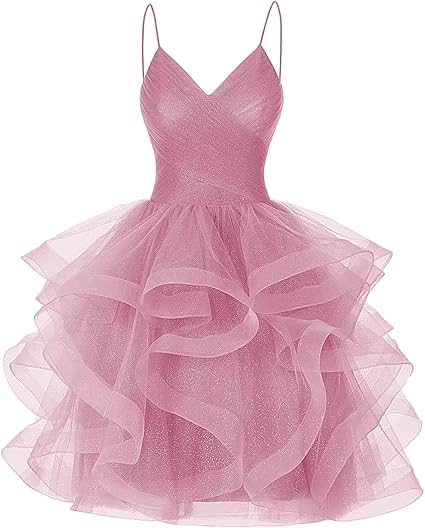 Glitter Tulle Tiered Short Homecoming Dresses for Juniors 2024 Ruffle –  Msikoods Official Store