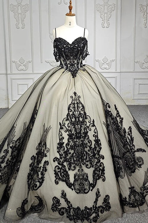 Robe de Quinceanera en forme de cœur pour femme, robe de bal, bretelles spaghetti, dentelle, appliques, robes Sweet 16 pour adolescentes
