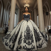 Robe de Quinceanera en forme de cœur pour femme, robe de bal, bretelles spaghetti, dentelle, appliques, robes Sweet 16 pour adolescentes