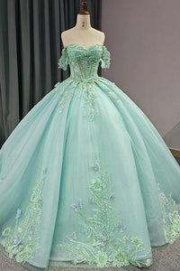 Robe de Quinceanera en forme de cœur pour femme, robe de bal, bretelles spaghetti, dentelle, appliques, robes Sweet 16 pour adolescentes