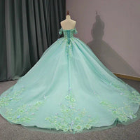 Robe de Quinceanera en forme de cœur pour femme, robe de bal, bretelles spaghetti, dentelle, appliques, robes Sweet 16 pour adolescentes