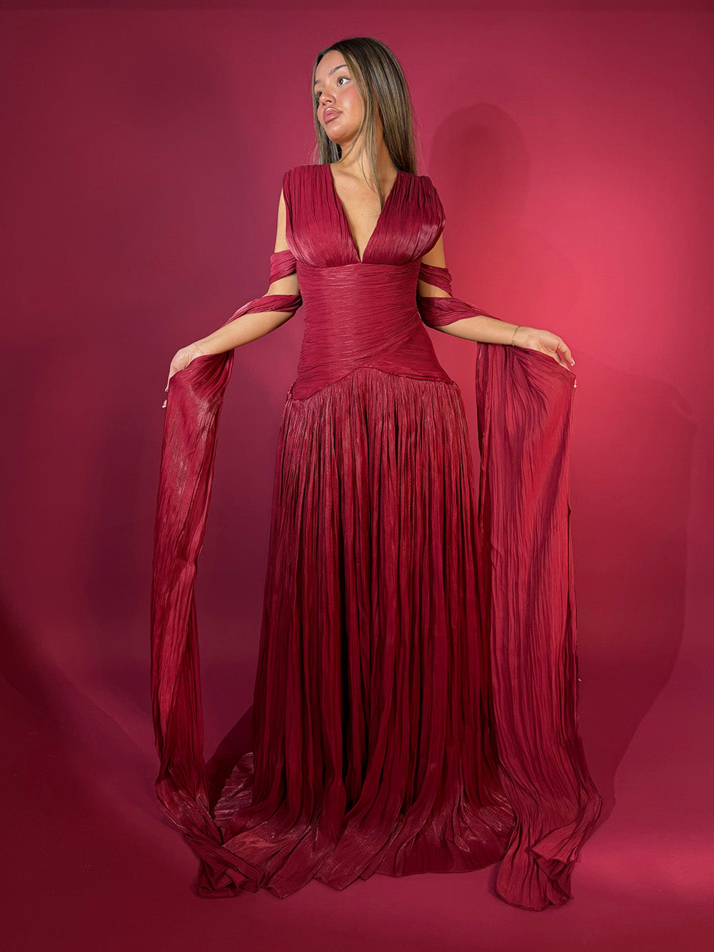 Red Halter Deep V Neck Pleated Luxury Evening Dress Formal Gown Prom D Msikoods Official Store Red Halter Deep V Neck Pleated Luxury Evening Dress Formal Gown Prom D Msikoods Official Store