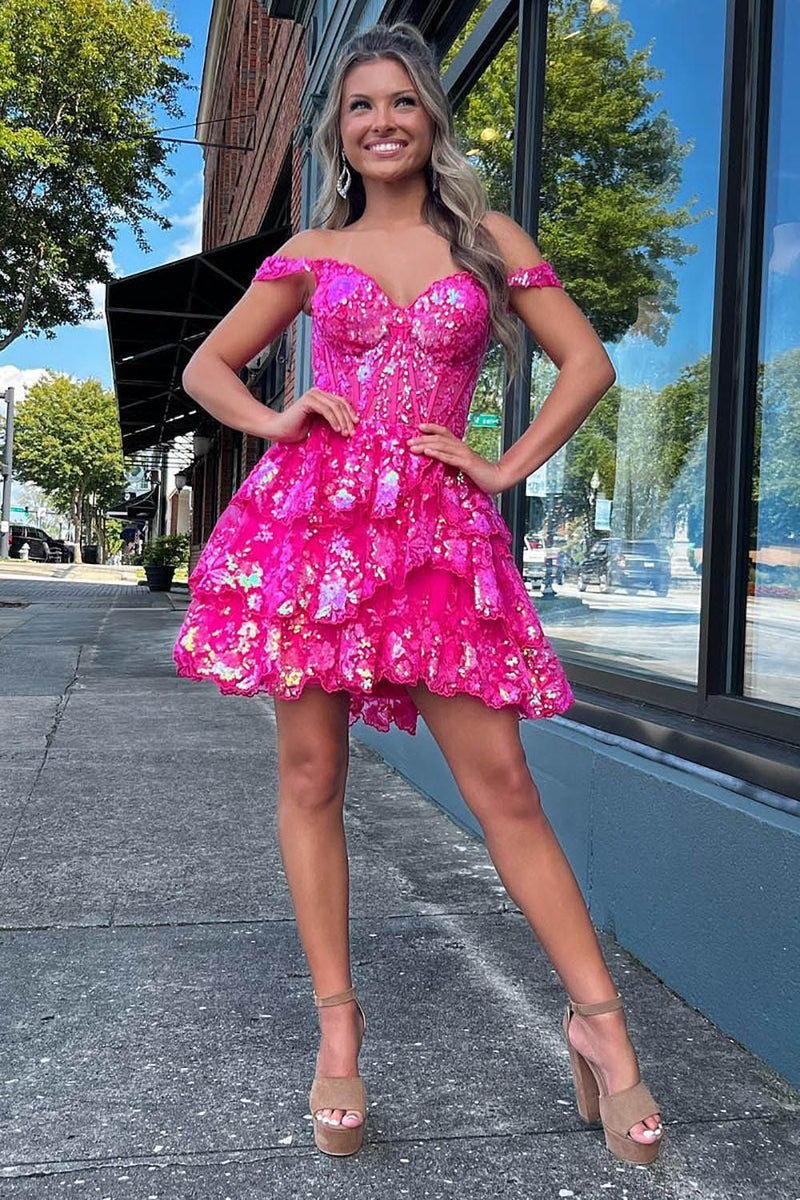 Sequin Lace Sequins Short Prom Dress Open Back Graduation Party Gown Ms2508092