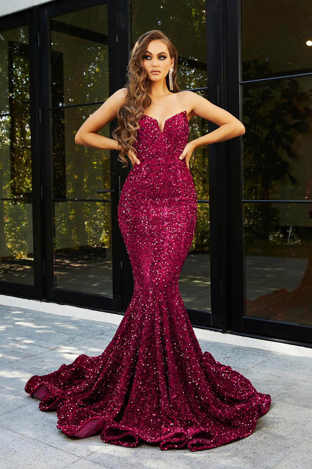 Sparkly Mermaid Prom Dress Sweetheart Sequin Evening Gown Elegant Party Dress Ms2510183