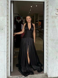 Robe de soirée élégante à volants verts pour femme, robe de soirée à col rond, robe de soirée formelle