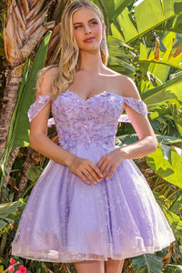 Sparkly Corset Homecoming Dress Off ShoulderA Line Tulle Short Cocktail Dress Ms2610091