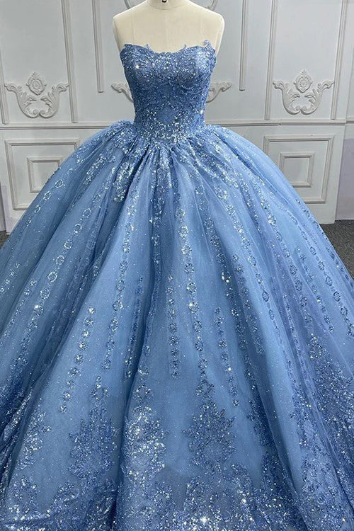 Vestidos de Quinceañera para Mujer con Escote Corazón, Vestido de Bola, Tirantes de Espagueti, Aplicación de Encaje, Vestidos Dulces 16 para Adolescentes