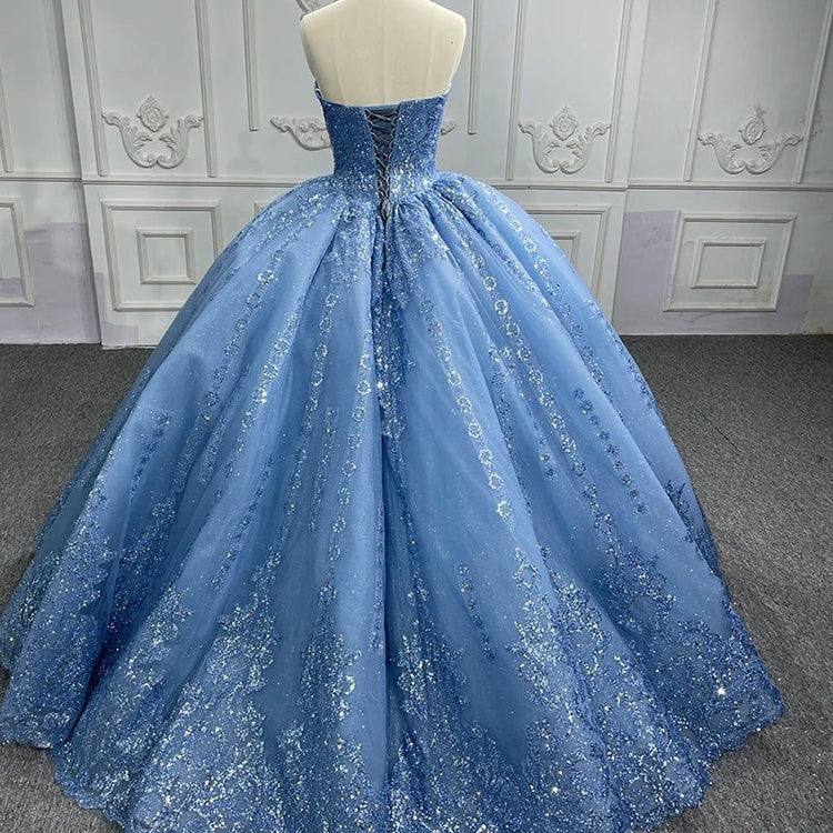 Vestidos de Quinceañera para Mujer con Escote Corazón, Vestido de Bola, Tirantes de Espagueti, Aplicación de Encaje, Vestidos Dulces 16 para Adolescentes