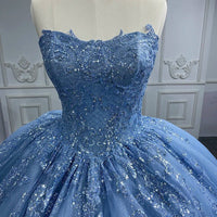 Vestidos de Quinceañera para Mujer con Escote Corazón, Vestido de Bola, Tirantes de Espagueti, Aplicación de Encaje, Vestidos Dulces 16 para Adolescentes