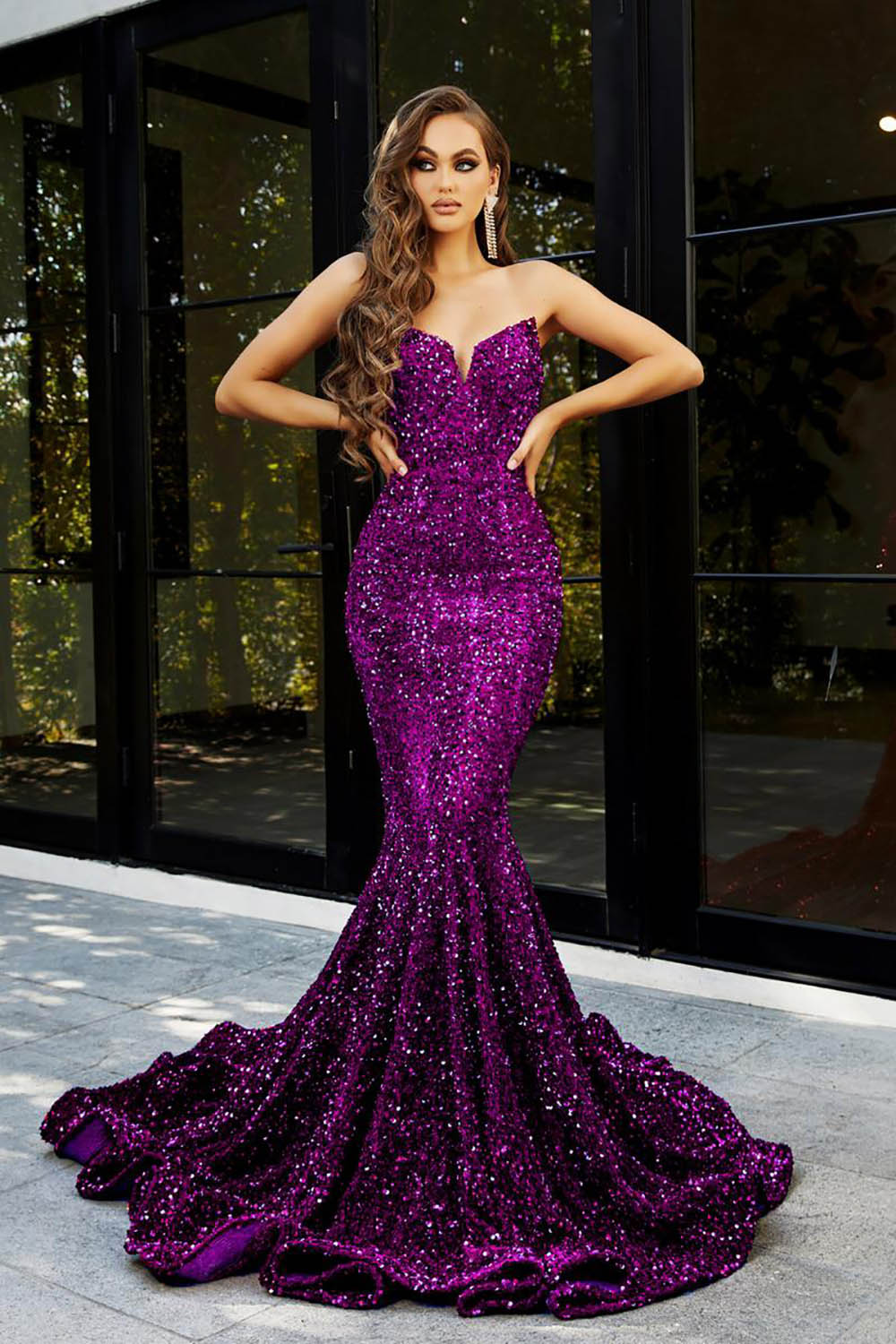 Sparkly Mermaid Prom Dress Sweetheart Sequin Evening Gown Elegant Party Dress Ms2510183