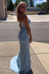 Mermaid Prom Dress Sweetheart Long Evening Dress with Appliques Ms250913