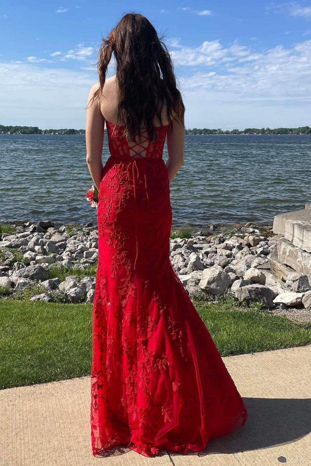 Mermaid Prom Dress Sweetheart Long Evening Dress with Appliques Ms250913