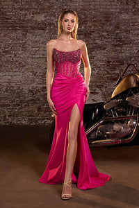 Beaded Corset Prom Dress Sexy High Slit Sexy Mermaid Evening Dress Ms2512055
