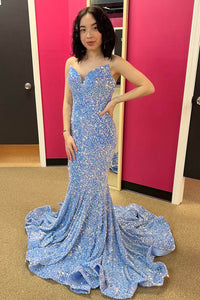 Red Strapless Mermaid Evening Dress Sparkly Long Prom Dress Ms2509211