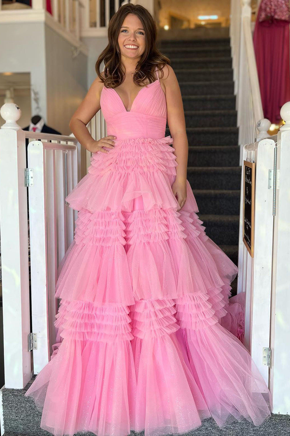 Abito da sera con spacco Ruffle, scollo a cuore, applicazioni in pizzo, corsetto, abito formale per festa di prom Ms2504114