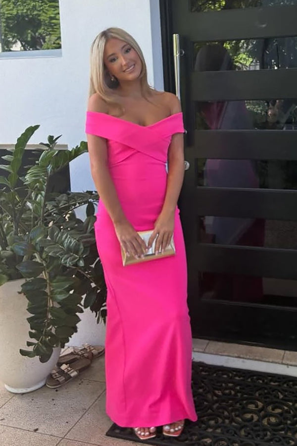 Off Shoulder Prom Dress Mermaid Evening Gown Fitted Wedding Guest Dress Ms26053