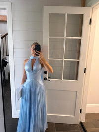 Elegante abito da sera verde con volant da donna, scollo a O, abito formale per occasioni, abito da festa, abito da sera