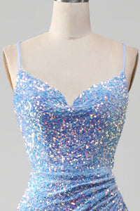 Abiti da sera con paillettes a una spalla, abito da sera sirena scintillante, abito lungo da festa Ms2503103