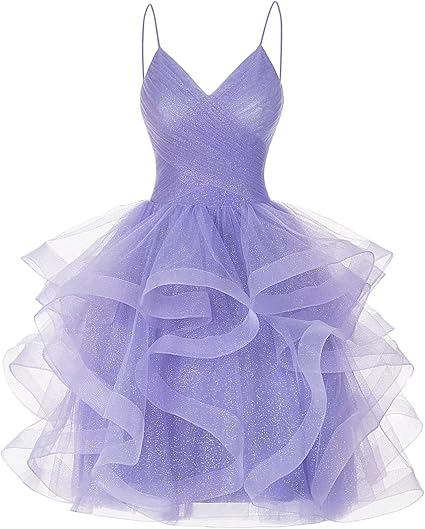 Glitter Tulle Tiered Short Homecoming Dresses for Juniors 2024 Ruffle –  Msikoods Official Store