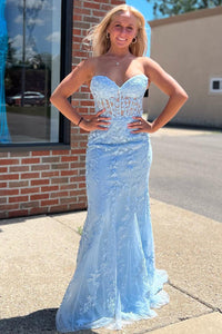 Mermaid Prom Dress Sweetheart Long Evening Dress with Appliques Ms250913