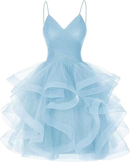 Glitter Tulle Tiered Short Homecoming Dresses for Juniors 2024 Ruffle –  Msikoods Official Store