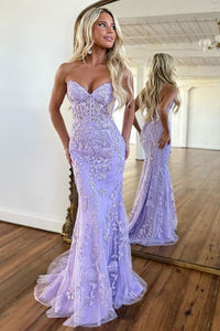 Mermaid Prom Dress Sweetheart Long Evening Dress with Appliques Ms250913