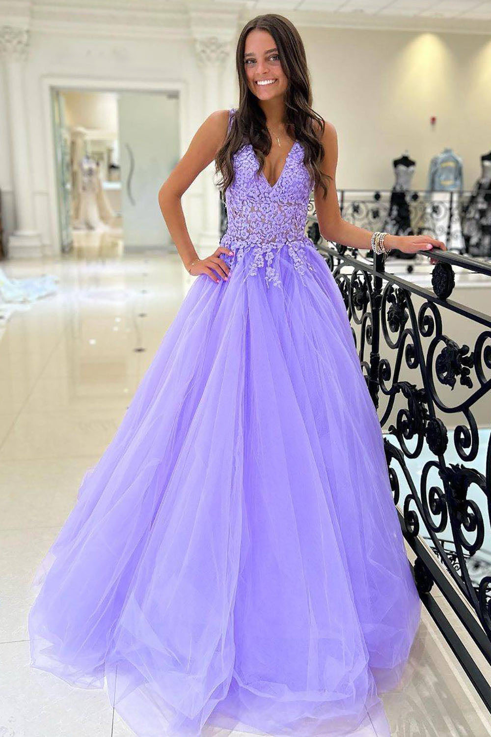 neon purple bridesmaid dresses Ombre Neon Purple Prom Dress Corset Back Spaghetti Straps Ball Gown 2 / Sample Color