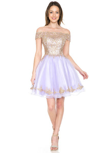 Off Shoulder Homecoming Dress Lace Appliques Beaded Short A Line Tulle Cocktail Dress Ms2610102