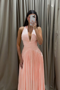 Robe de soirée élégante à volants verts pour femme, robe de soirée à col rond, robe de soirée formelle