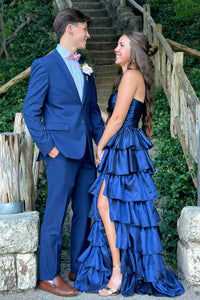 Robe de soirée longue en tulle à bretelles spaghetti et décolleté plongeant pour femme