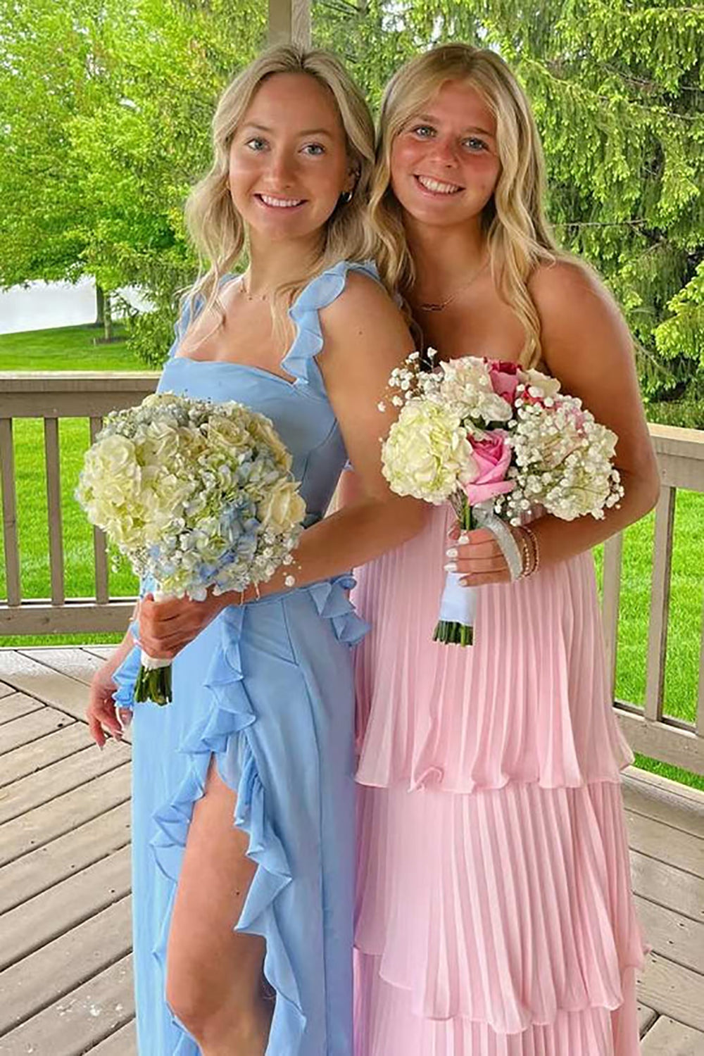 Square Neck Ruffle Prom Dress High Slit Evening Dress Open Back Wedding Guest Dress Ms2606041