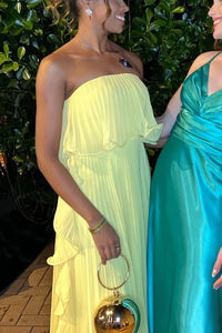 Chiffon Prom Dress Strapless Pleated Ruffles Evening Dress Gala Party Gown Ms2606037