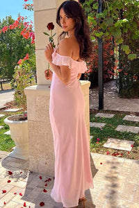 Off Shoulder Mermaid Prom Dress Chiffon Elegant Wedding Guest Gown Ms26060223