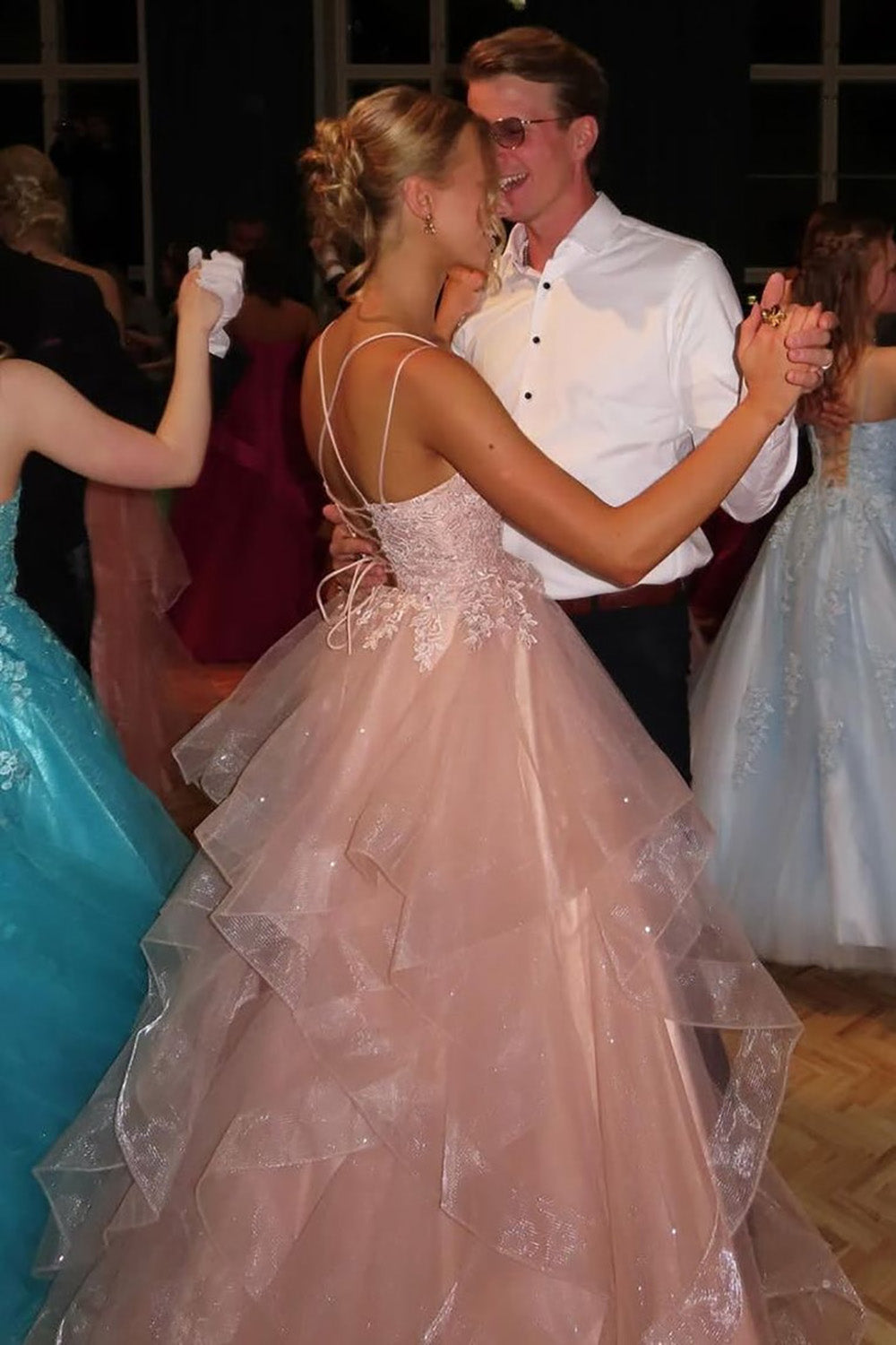 ball room prom dresses Black Court Train Beaded Sweetheart Sparkle Long Prom Dresses