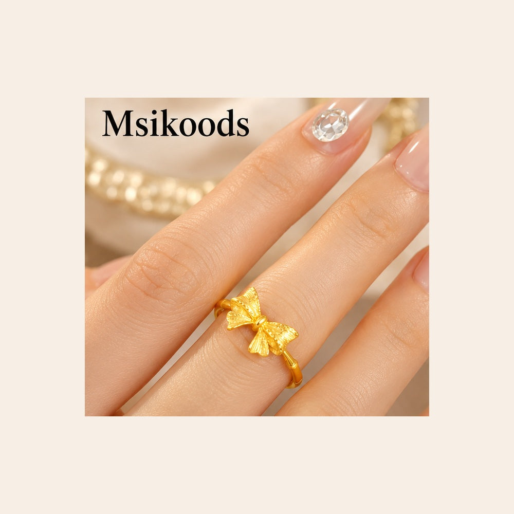 2027 Elegant Gold Bow Ring for Women Adjustable Butterfly Knot Design Dainty Fashion Jewelry Gift
