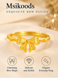 2027 Elegant Gold Bow Ring for Women Adjustable Butterfly Knot Design Dainty Fashion Jewelry Gift