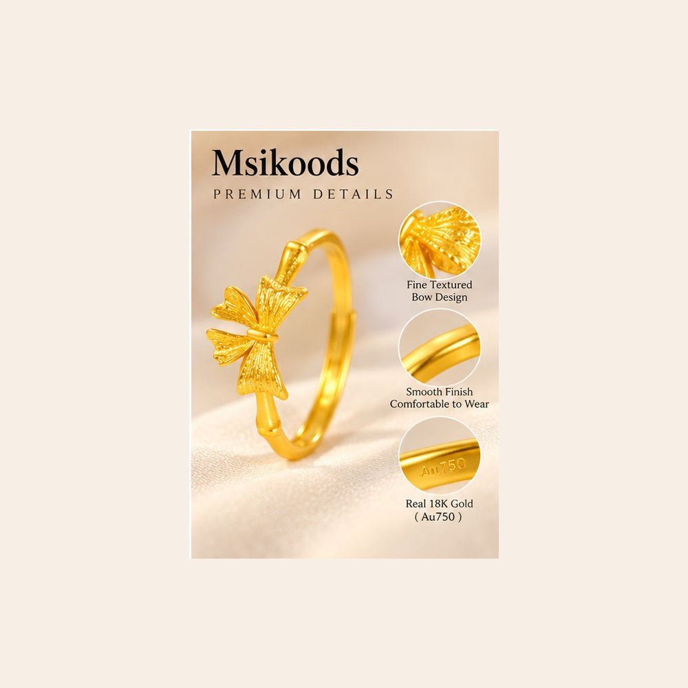 2027 Elegant Gold Bow Ring for Women Adjustable Butterfly Knot Design Dainty Fashion Jewelry Gift