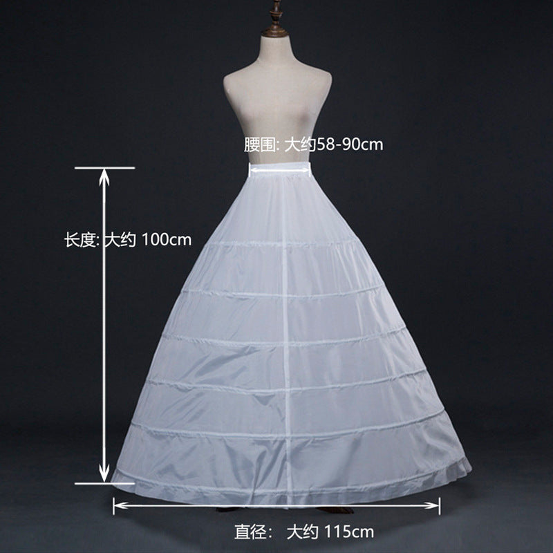 Women Crinoline Petticoat A-line 6 Hoop Skirt Slips Long Underskirt for Wedding Petticoats Ball Gown Ms2603302