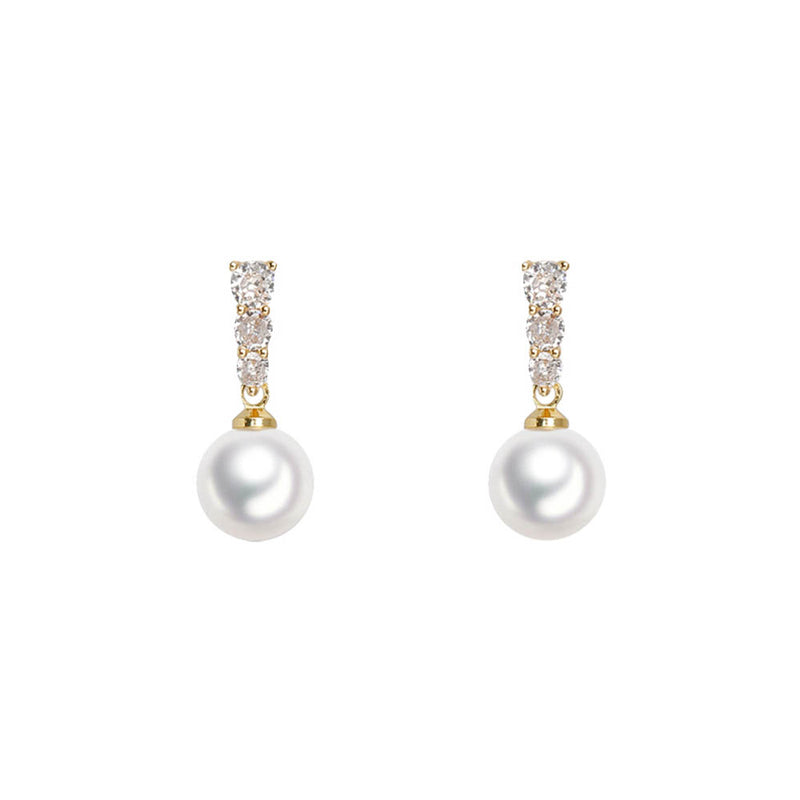 Chic Pearl Crystal Earrings for Women French Style Lightweight Luxury Stud Earrings