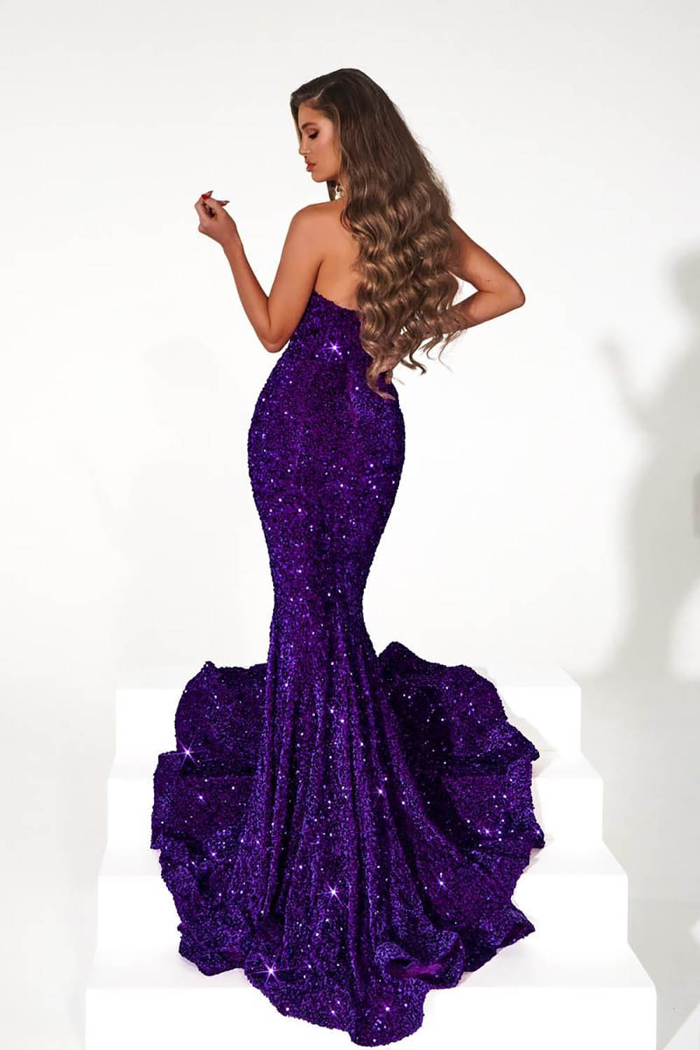Sparkly Mermaid Prom Dress Sweetheart Sequin Evening Gown Elegant Party Dress Ms2510183