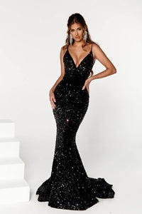 Einschultriges Pailletten-Ballkleid mit Schlitz Glitzer Langes Meerjungfrauen-Abendkleid Partykleid