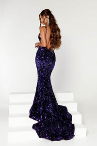 Einschultriges Pailletten-Ballkleid mit Schlitz Glitzer Langes Meerjungfrauen-Abendkleid Partykleid