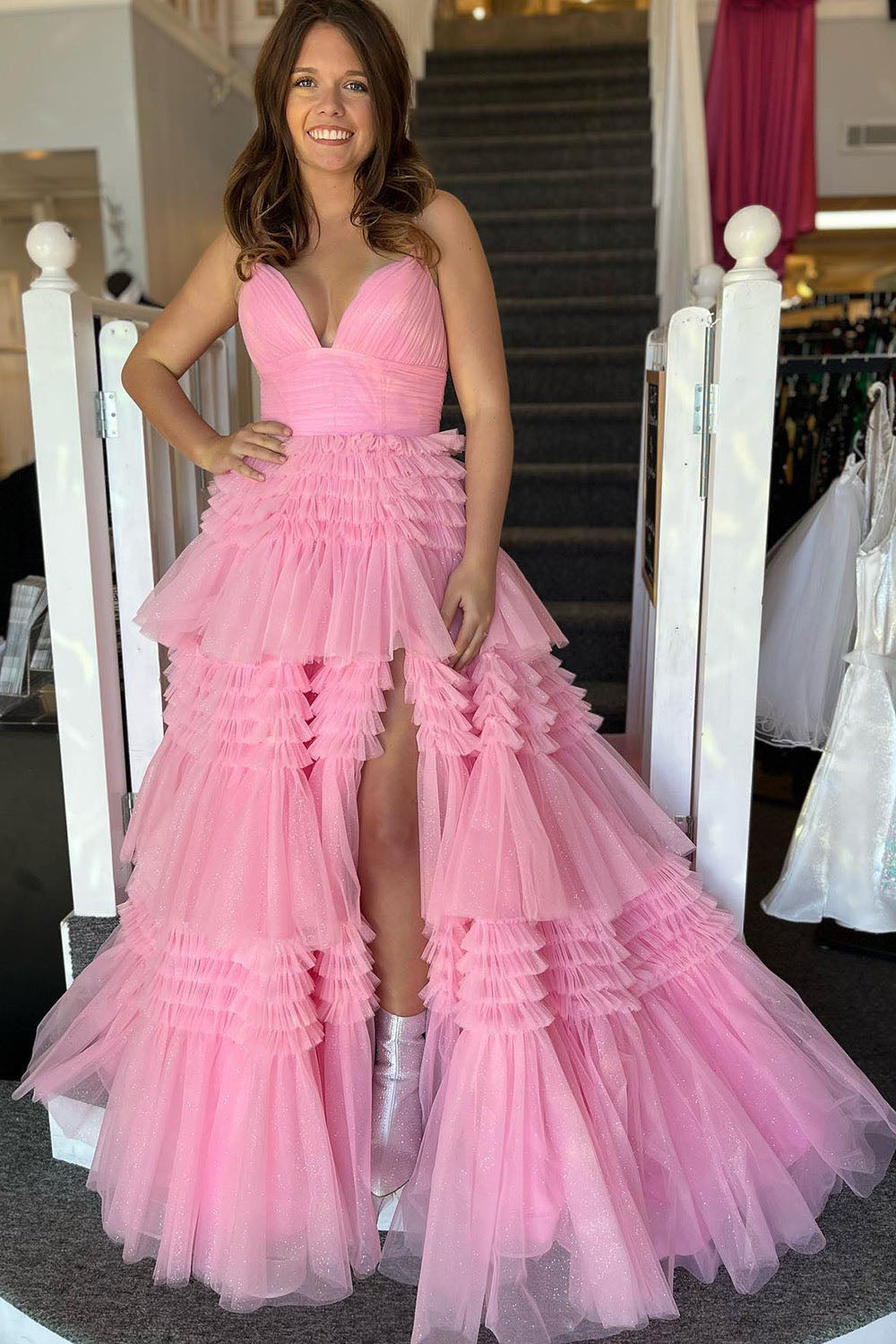 Abito da sera con spacco Ruffle, scollo a cuore, applicazioni in pizzo, corsetto, abito formale per festa di prom Ms2504114