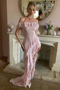 Elegantes grünes Ballkleid mit Rüschen und Rundhalsausschnitt für Damen, formelle Anlässe, Partykleid, Abendkleid