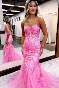 Mermaid Prom Dress Sweetheart Long Evening Dress with Appliques Ms250913